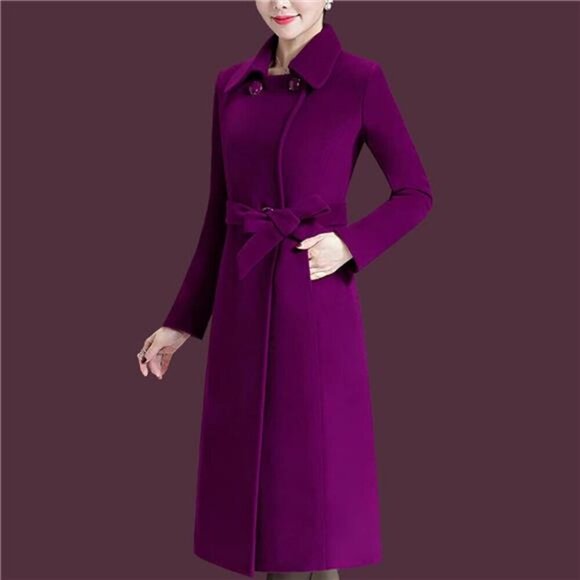 Women's Winter Coats Warm Double-breasted Purple - Picture 2 of 4